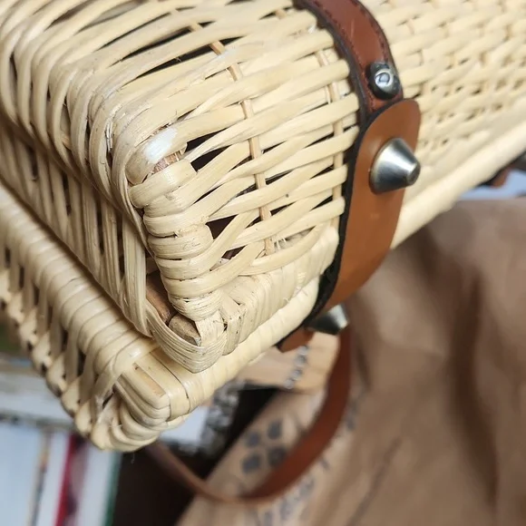 Patricia Nash Spring Wicker Marcianise Satchel/Crossbody & Dust Bag - Picture 4 of 13